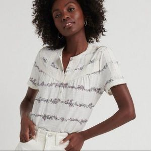 NWT Floral Lucky Brand Trim Popover Top